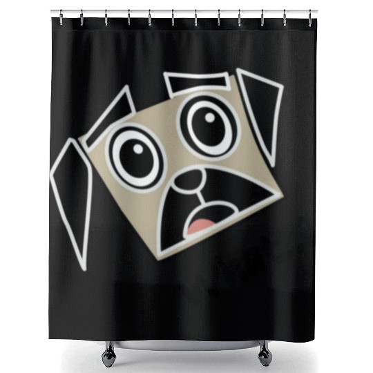 Surprised pug Shower Curtains