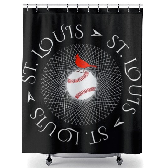 Saint Louis Red Cardinal Circle Font 2019 Shower Curtains