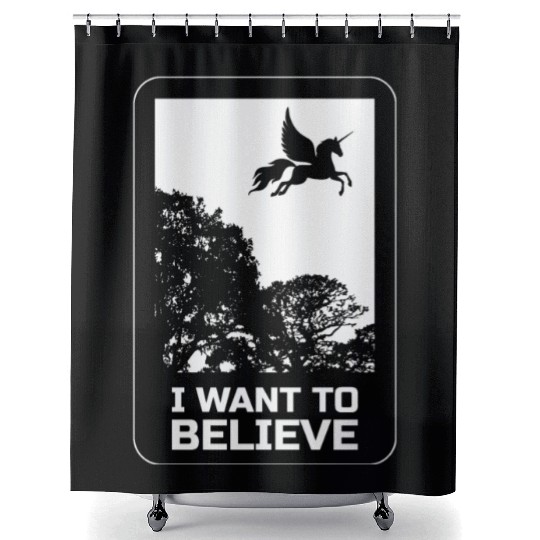 Unicorn "I Want To Believe" UAP Outfit Alien Ufo Shower Curtains
