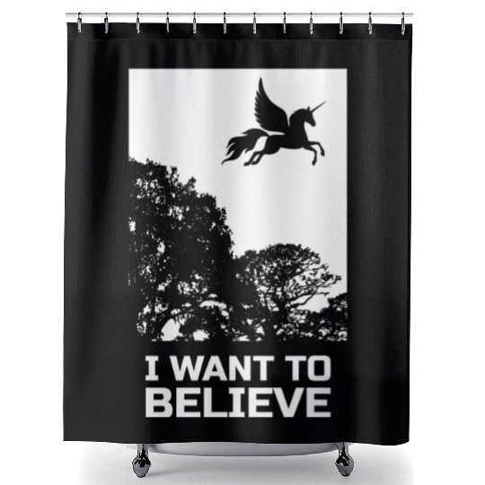 Unicorn I Want To Believe UAP Outfit Alien Ufo Shower Curtains