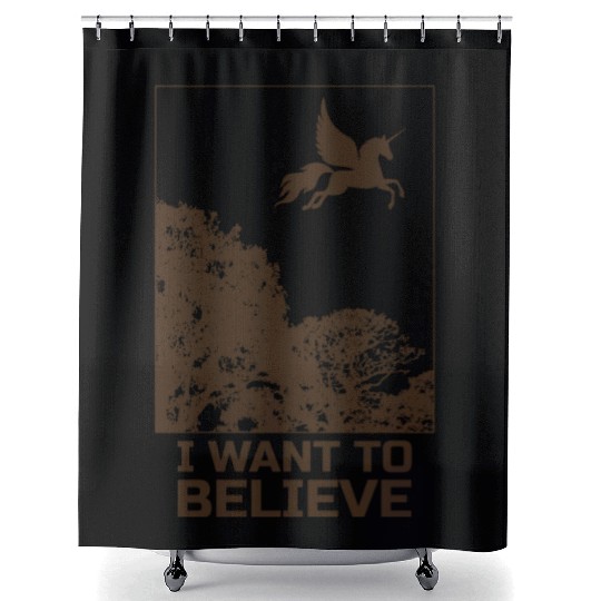 Unicorn "I Want To Believe" UAP Outfit Alien Ufo Shower Curtains