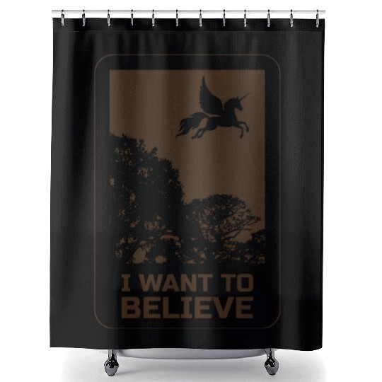 Unicorn "I Want To Believe" UAP Outfit Alien Ufo Shower Curtains