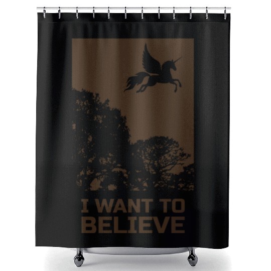 Unicorn "I Want To Believe" UAP Outfit Alien Ufo Shower Curtains