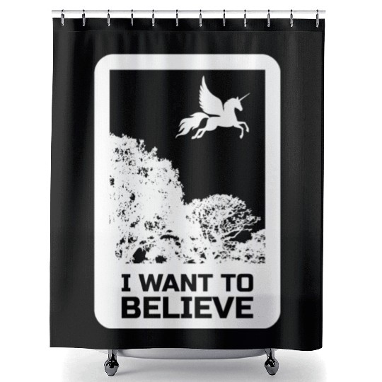 Unicorn "I Want To Believe" UAP Outfit Alien Ufo Shower Curtains