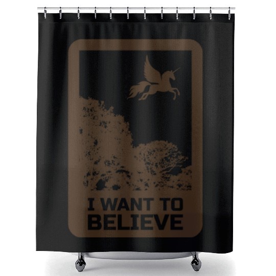 Unicorn "I Want To Believe" UAP Outfit Alien Ufo Shower Curtains