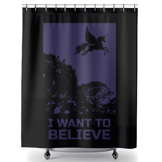 Unicorn "I Want To Believe" UAP Outfit Alien Ufo Shower Curtains