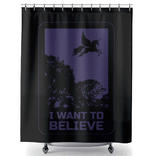 Unicorn "I Want To Believe" UAP Outfit Alien Ufo Shower Curtains