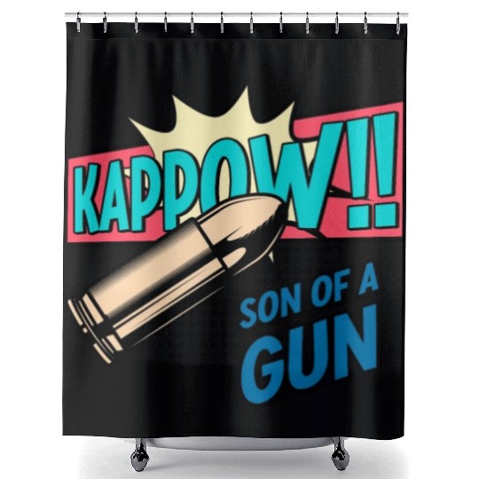 Kappow Bullets Gun Explosion Big bang Aesthetic Shower Curtains