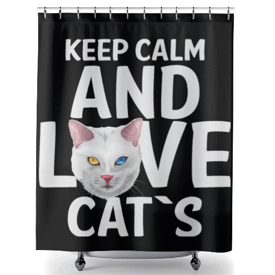 KEEP CALM AND LOVE CAT`S Shower Curtains