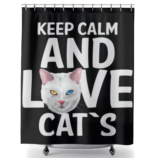 KEEP CALM AND LOVE CAT`S Shower Curtains