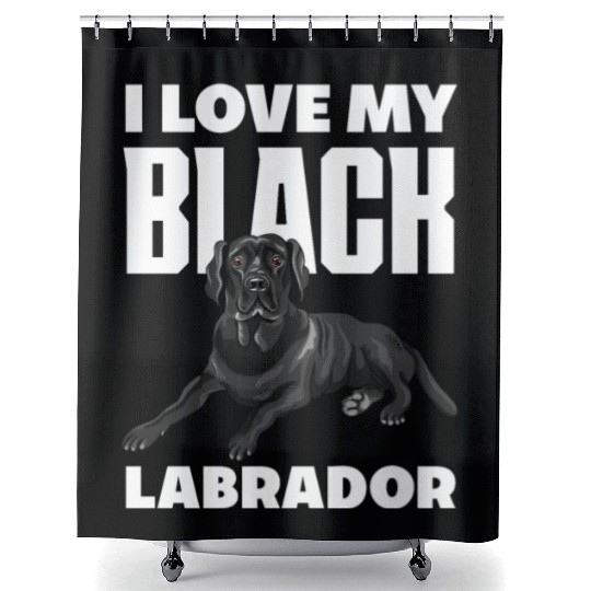 I Love My Black Labrador Shower Curtains