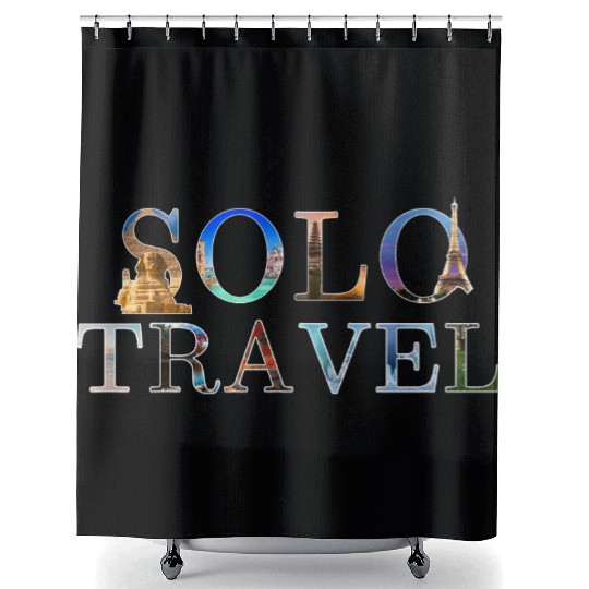 in love with solo travel, in all seasons Shower Curtains