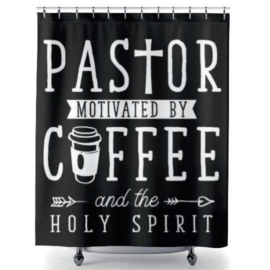 Funny Pastor Coffee Lover Religious Dad Shower Curtains