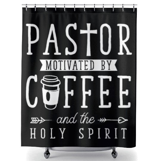 Funny Pastor Coffee Lover Religious Dad Shower Curtains