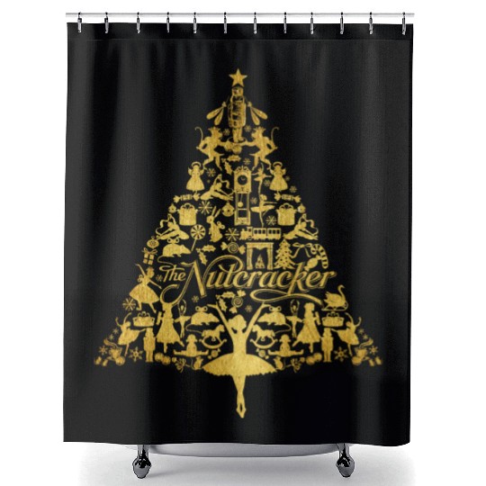 The Nutcracker Golden Christmas Tree Funny Shower Curtains