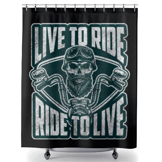 Motorcyclist Hard Rock Cross Machine Two-Wheeler Shower Curtains