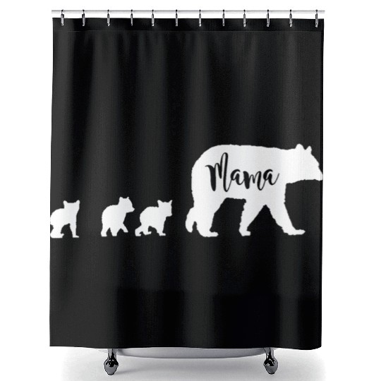 Mama Bear With 3 Three Cubs Fun Mom Mother Shower Curtains
