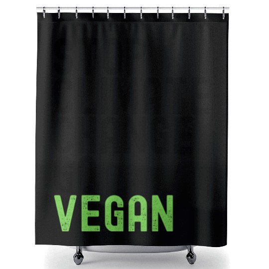 STOP CLIMATE CHANGE GO VEGAN (black & green font) Shower Curtains