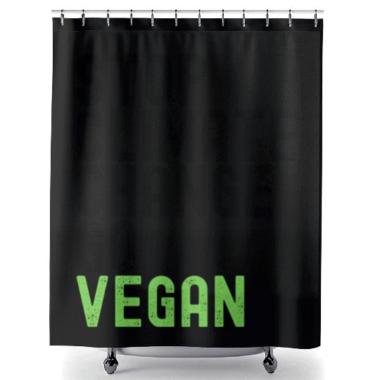 STOP CLIMATE CHANGE GO VEGAN (black & green font) Shower Curtains