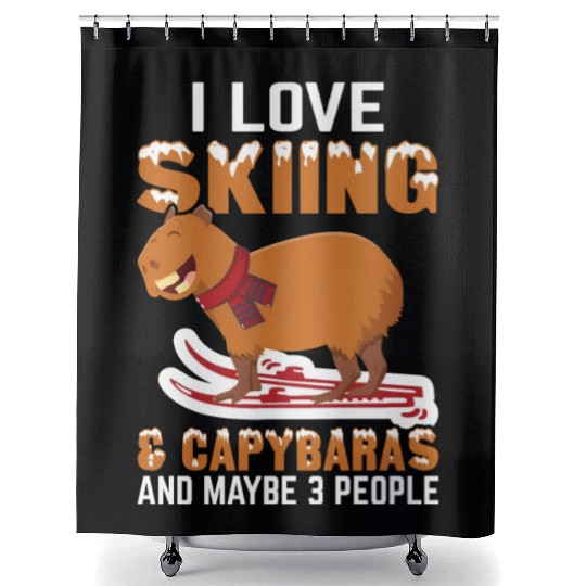I Love Skiing and Capybaras and Maybe 3 People Shower Curtains
