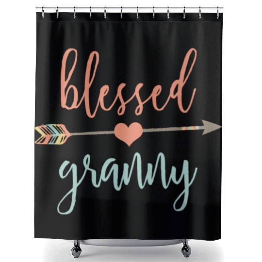 Cute Arrow Blessed Granny Announcement Shower Curtains