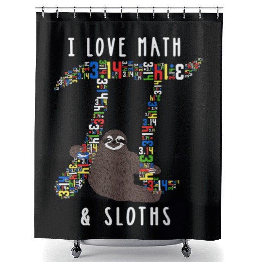 I Love Math and Sloths Funny Mathematics Pi Day Shower Curtains