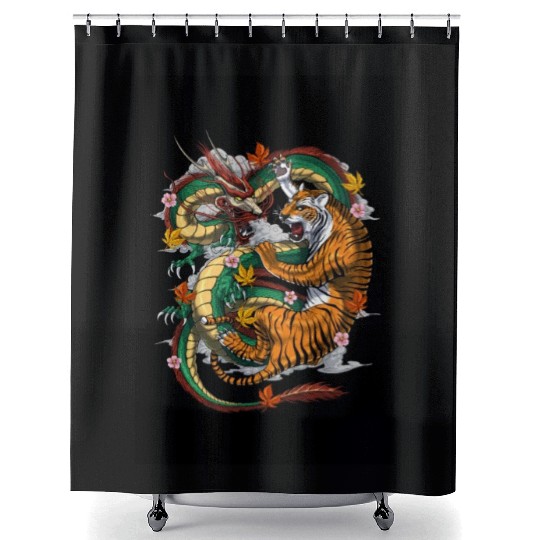 Japanese Dragon Tiger Shower Curtains