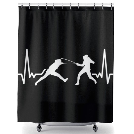 Heartbeat Funny Fencing Sports Fight For A Fencer Shower Curtains
