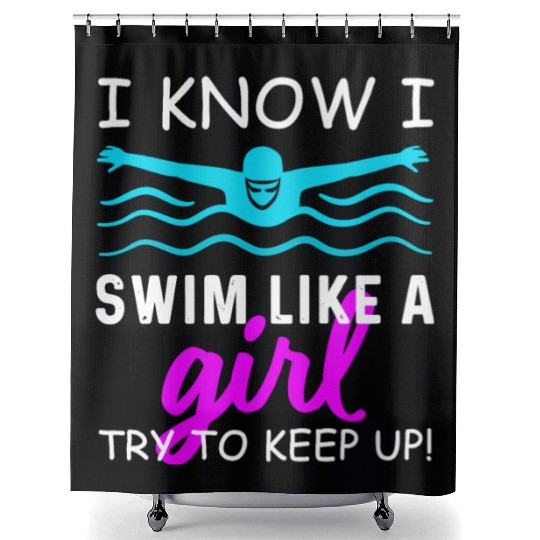 Swimmer Swim Swimming Girl Shower Curtains