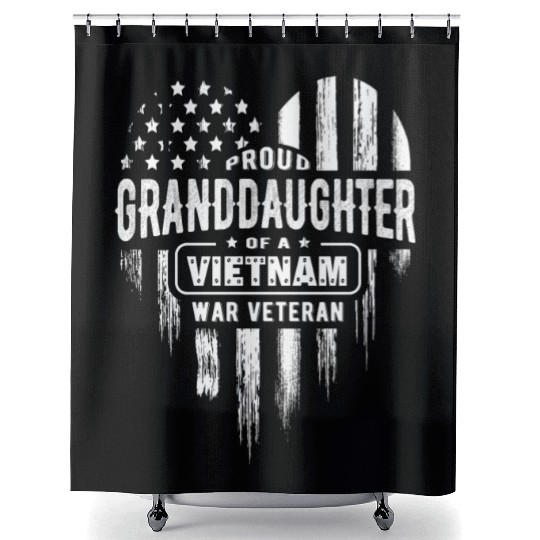 Proud Granddaughter Vietnam Vet Grandpa Veteran US Shower Curtains