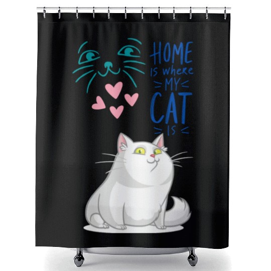 Cat Home Smart Animal Funny Meme Love Family Pet Shower Curtains