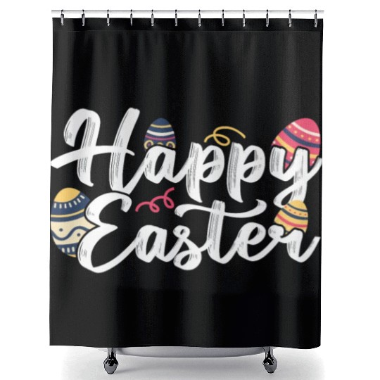 Happy Easter Egg Bunny Sayings Shower Curtains
