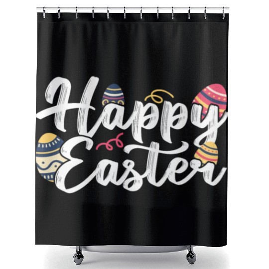 Happy Easter Egg Bunny Sayings Shower Curtains