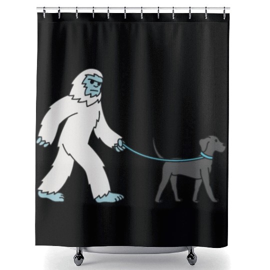 Bigfoot Sasquatch Walking Great Dane Shower Curtains