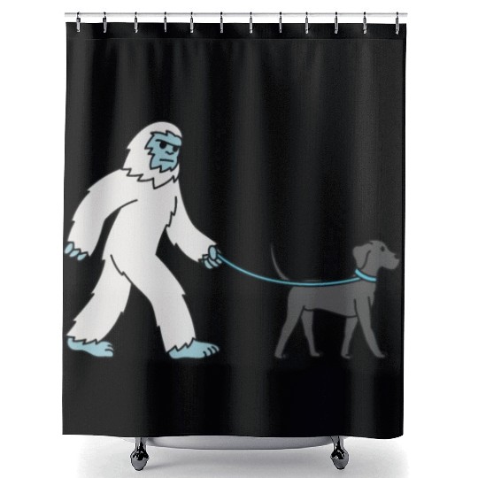 Bigfoot Sasquatch Walking Great Dane Shower Curtains