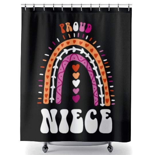 Proud Niece Lesbian Pride Boho Rainbow Shower Curtains