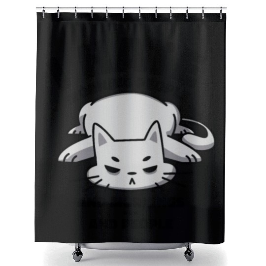 Funny cat design, hates the morning and the people Shower Curtains