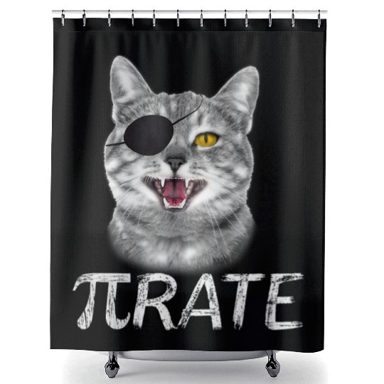 Funny Pi Day Math Science Cat Pirate Shower Curtains