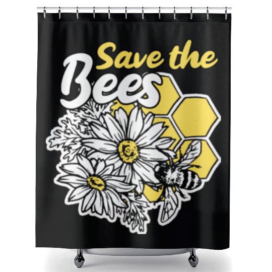 Save the bee honey bee gift idea environmental pro Shower Curtains