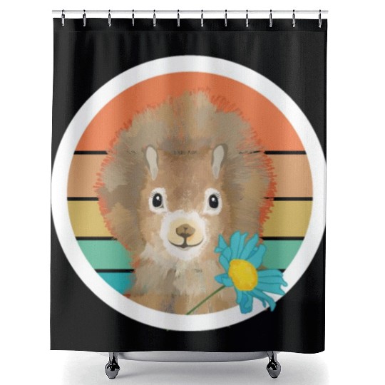 Retro Vintage Squirrel With Flower Shower Curtains