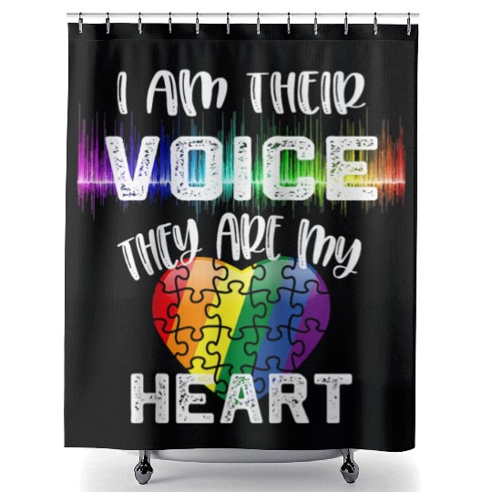 Autism Teacher I Am Their Voice They Are My Heart Shower Curtains