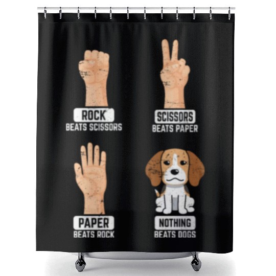 Rock Paper Scissors Dogs Funny Dog Lovers Pet Dog Shower Curtains