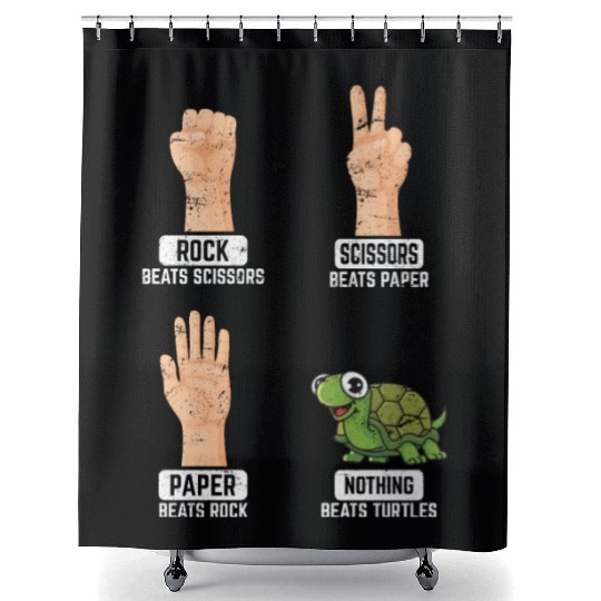 Rock Paper Scissors Nothing Beats Turtles Funny Tu Shower Curtains