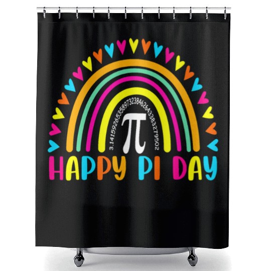 Rainbow Happy Pi Day Math Teacher boys girls Pi Shower Curtains