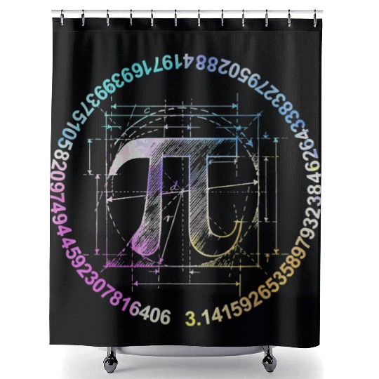 Pi novelty circle watercolor Shower Curtains for Pi Day