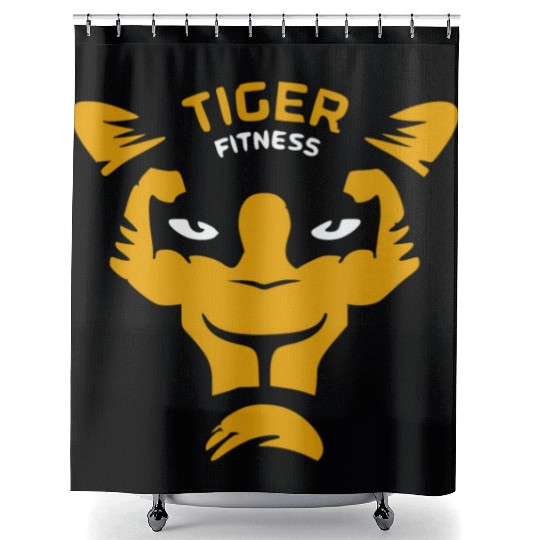 Tiger Gym Shower Curtains , Bodybuilding Shower Curtains , Gym Shower Curtains
