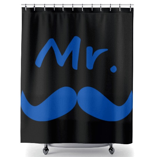 Mr & Mrs. Mustache Lips Matching Couple Shower Curtains