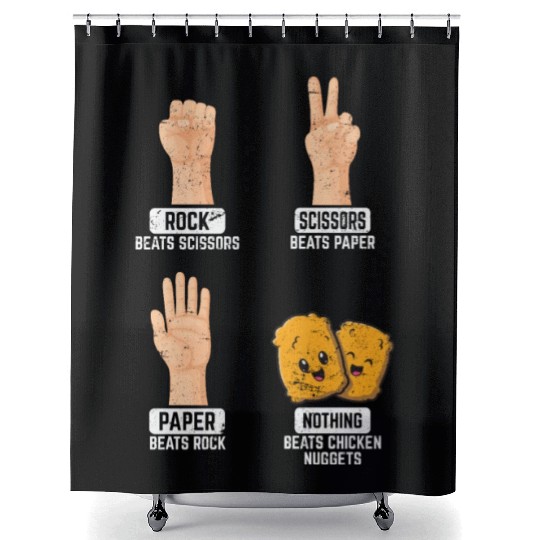 Rock Paper Scissors Nothing Beats Chicken Nuggets Shower Curtains