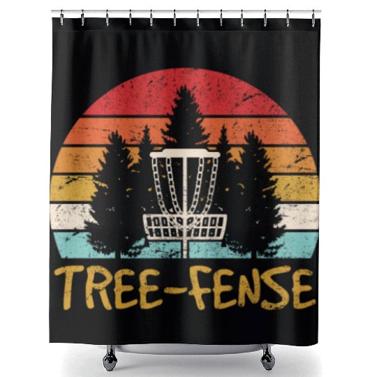 Tree-fense Disc Golf Players Funny Frisbee Golf Di Shower Curtains