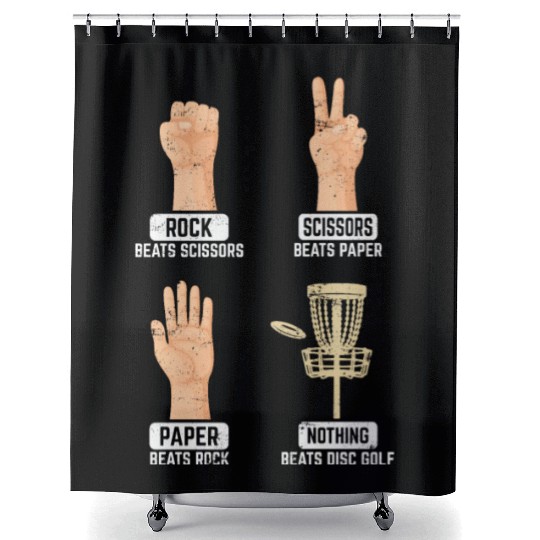 Rock Paper Scissors Nothing Beats Disc Golf Frisbe Shower Curtains